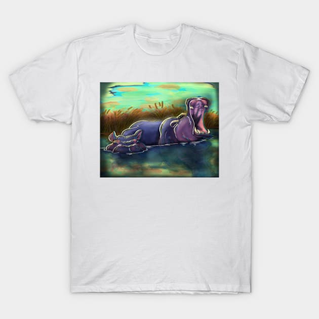 hippopotamus T-Shirt by GhoneamArt